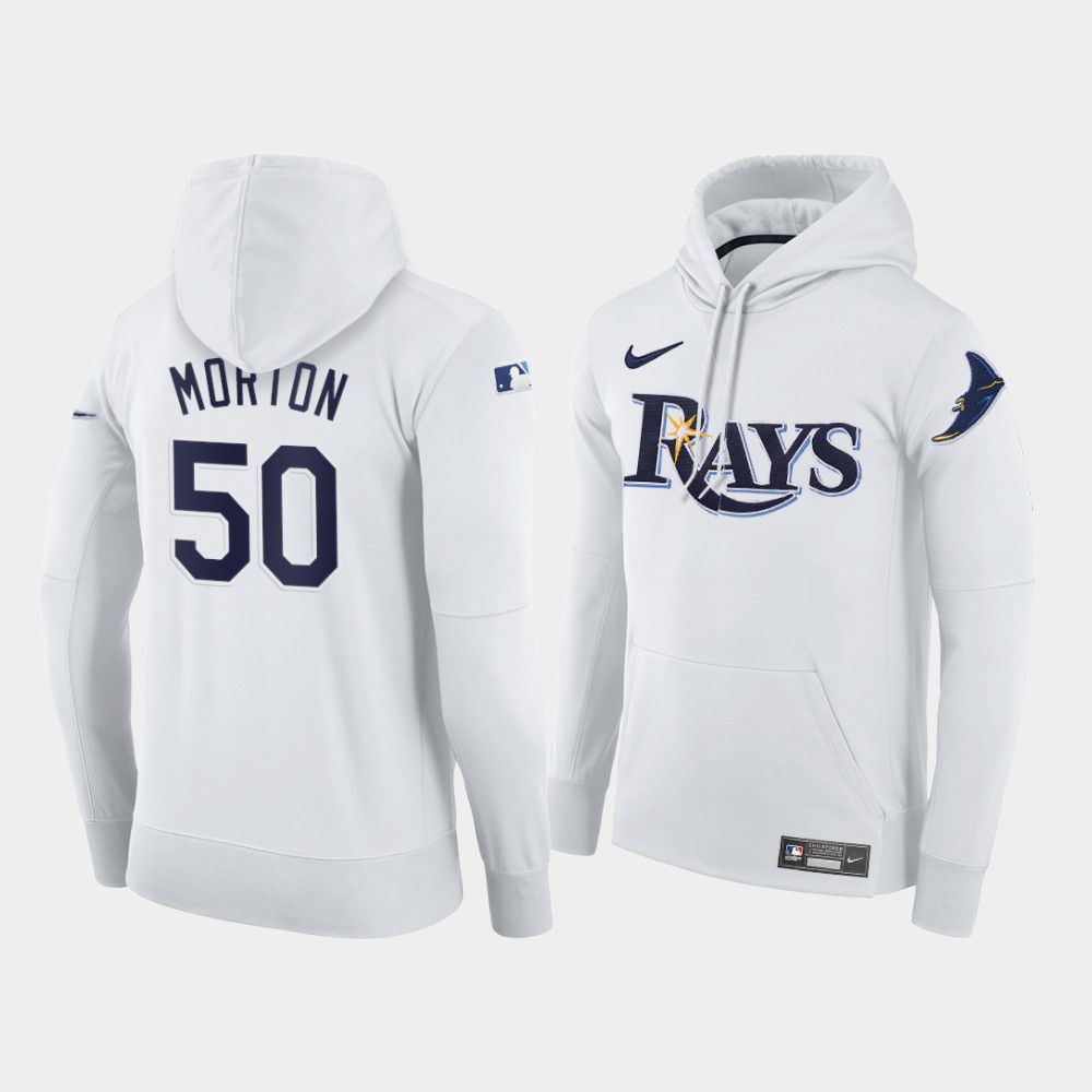 Men Tampa Bay Rays 50 Morton white home hoodie 2021 MLB Nike Jerseys